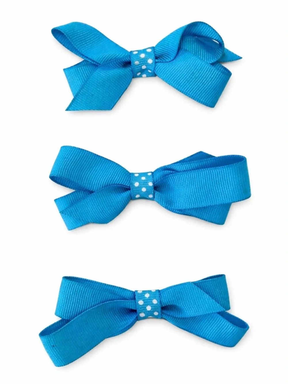 Set of 3 Turquoise Polka Dot Ribbon Hair Bows